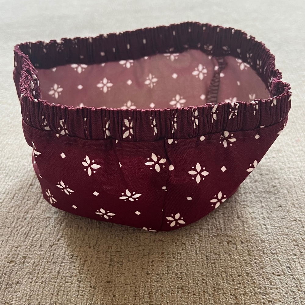 Longaberger 7 Inch Generation T. Red Basket Liner Burgundy Floral Print 237525